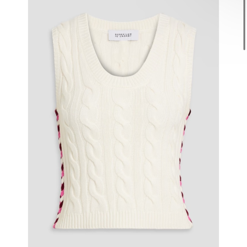 NWT DEREK LAM 10 CROSBY
Yuna embroidered cable-knit wool vest